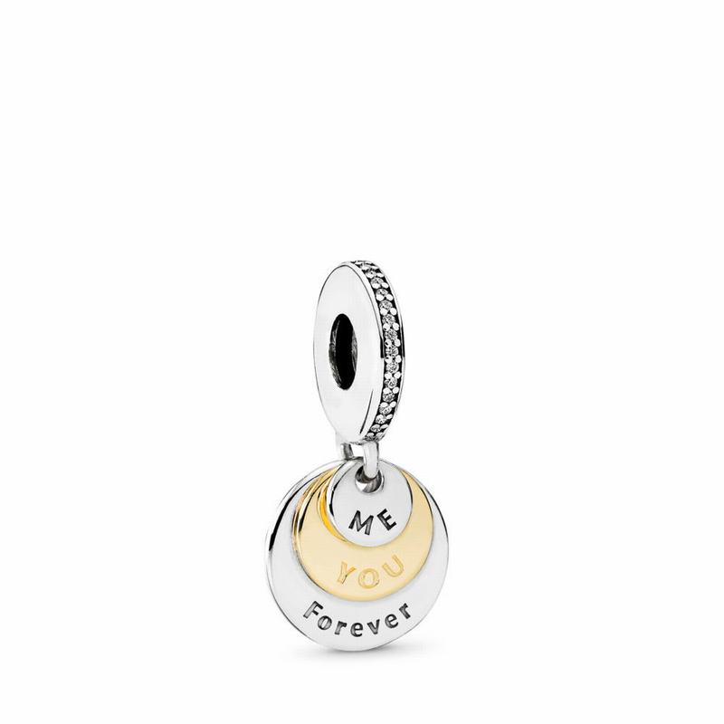 Pandora You & Me Forever Dangle Charm Ireland - Two Tone/Cubic Zirconia - 508173SUR